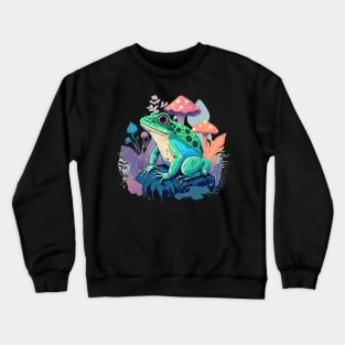 Cottagecore aesthetic frog on Mushroom Crewneck Sweatshirt